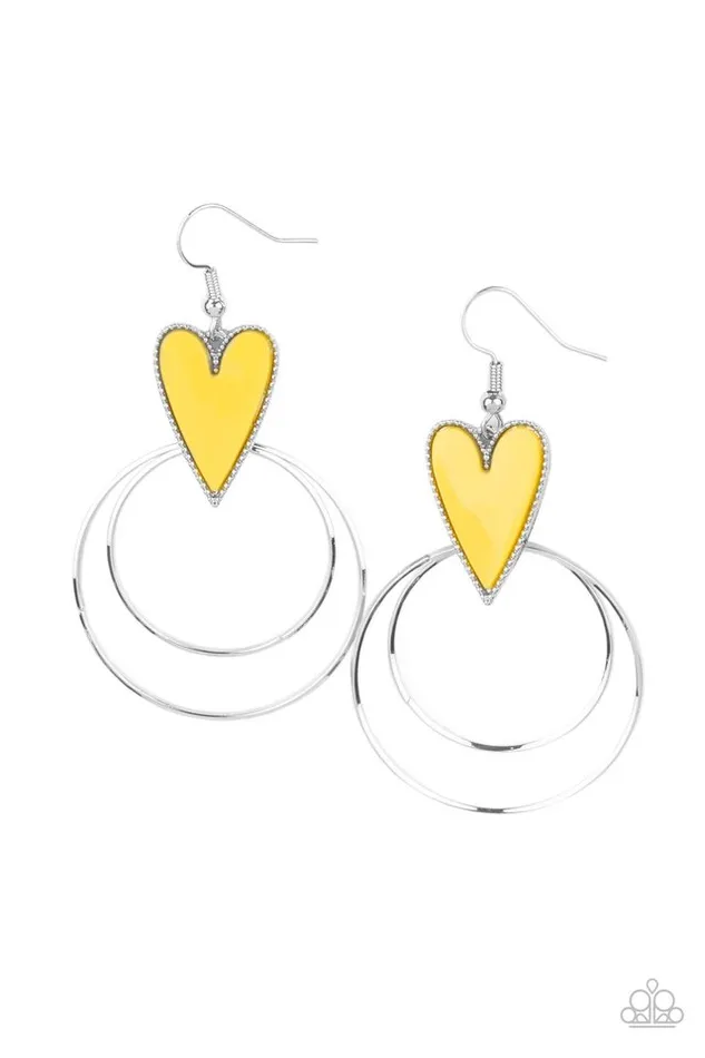 Paparazzi Earring Happily Ever Hearts Yellow Paparazzi Jewelry Earrings Paparazzi Earring Happily Ever Hearts Yellow Paparazzi Jewelry Earrings