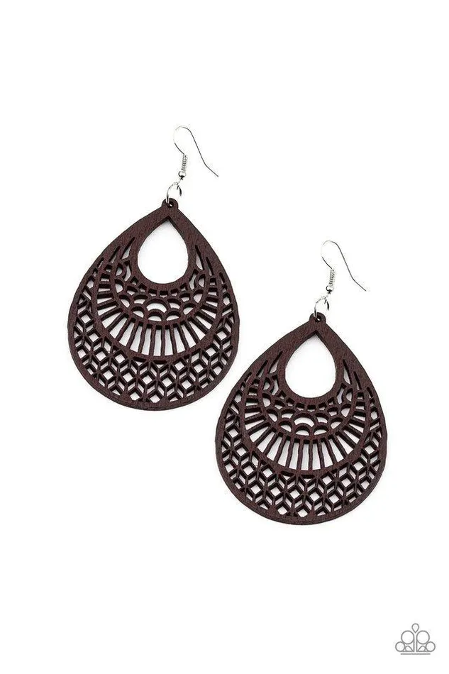 Paparazzi Earring Shoulda Coulda WOODa Brown Paparazzi Jewelry Earrings Paparazzi Earring Shoulda Coulda WOODa Brown Paparazzi Jewelry Earrings