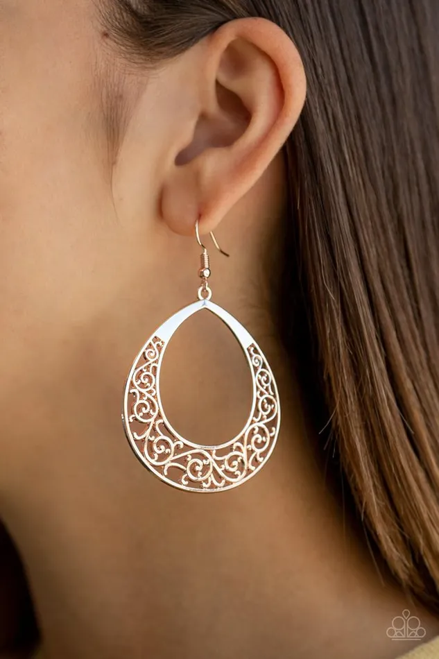 Paparazzi Earring Vineyard Venture Rose Gold Paparazzi Jewelry Earrings