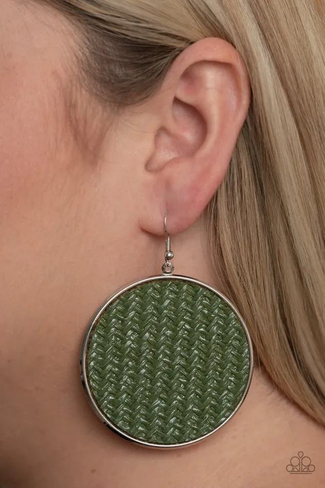 Paparazzi Earring Wonderfully Woven Green Paparazzi Jewelry Earrings