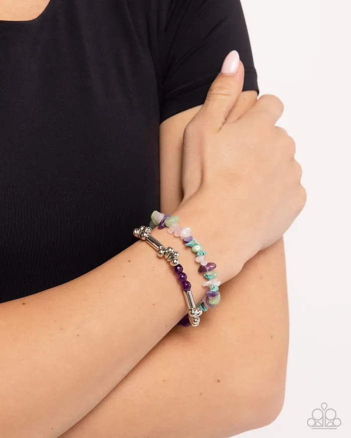 Paparazzi Jewelry Bracelets Paparazzi Bracelet Stony Sequence Purple