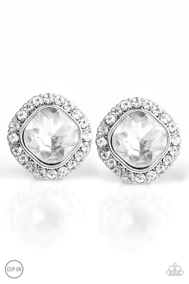 Paparazzi Jewelry Earrings Paparazzi Earring Cinderella Shimmer White