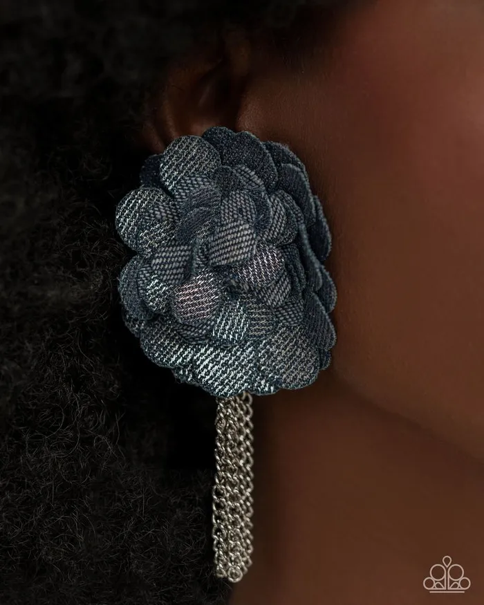 Paparazzi Jewelry Earrings Paparazzi Earring Dauntless Denim Blue
