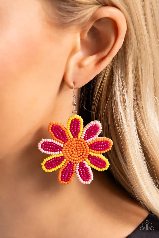 Paparazzi Jewelry Earrings Paparazzi Earring Decorated Daisies Pink
