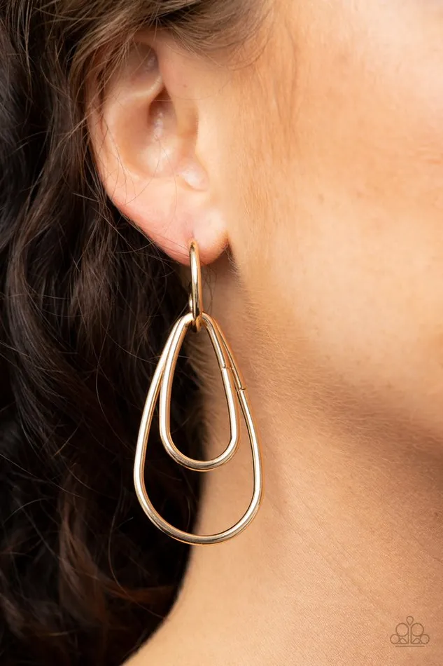Paparazzi Jewelry Earrings Paparazzi Earring Droppin Drama Gold