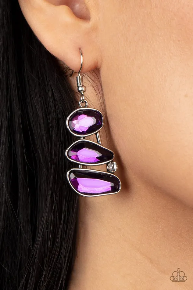 Paparazzi Jewelry Earrings Paparazzi Earring Gem Galaxy Purple