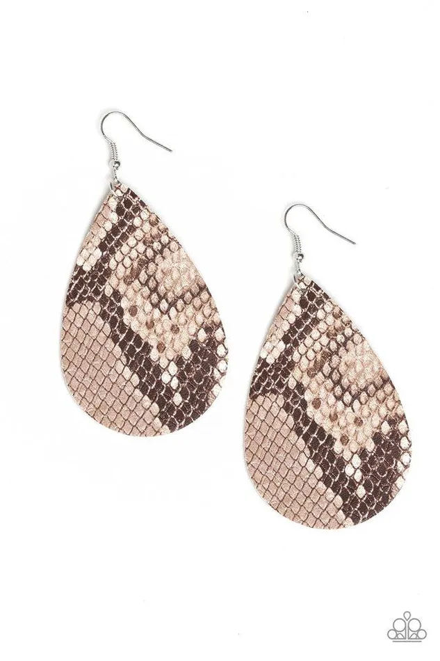 Paparazzi Jewelry Earrings Paparazzi Earring Hiss Hiss Brown