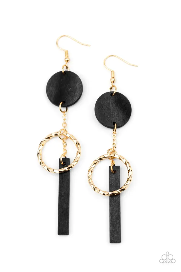 Paparazzi Jewelry Earrings Paparazzi Earring Raw Refinement Black