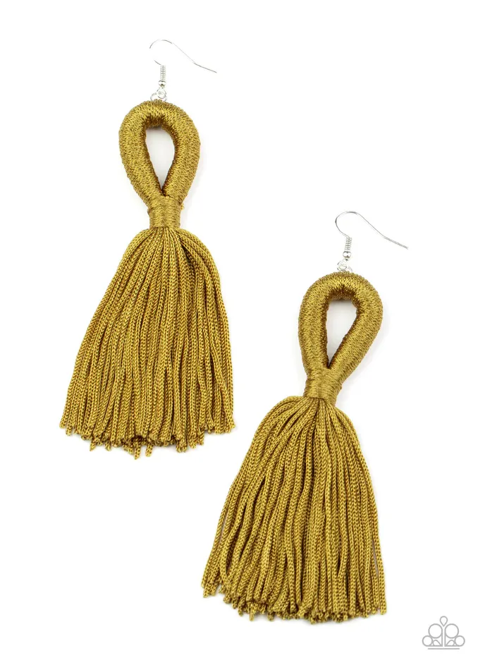 Paparazzi Jewelry Earrings Paparazzi Earring Tassels and Tiaras Green