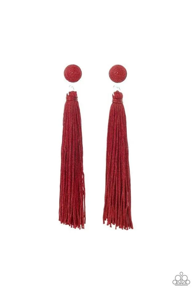 Paparazzi Jewelry Earrings Paparazzi Earring Tightrope Tassel Red Paparazzi Jewelry Earrings Paparazzi Earring Tightrope Tassel Red