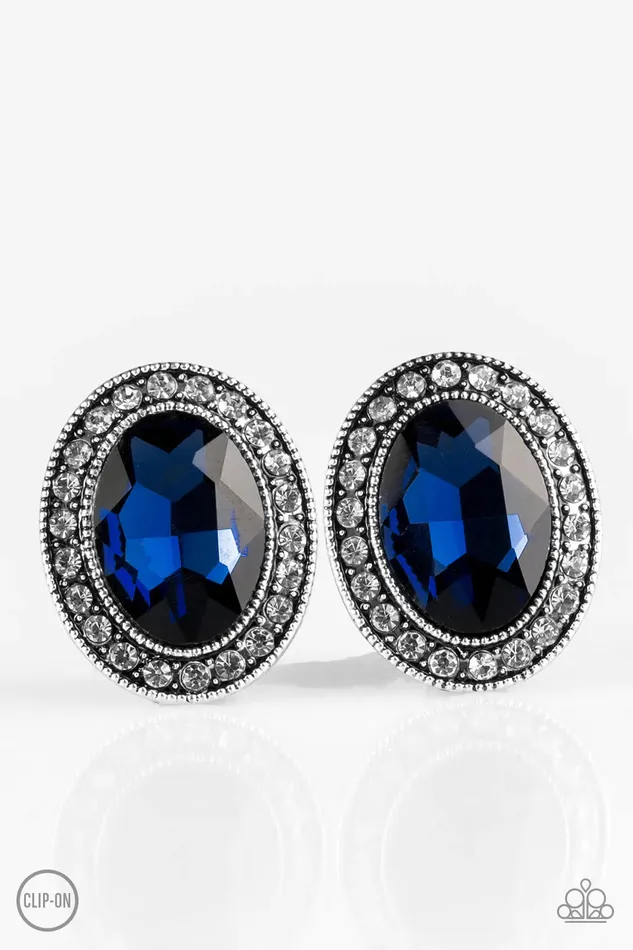 Paparazzi Jewelry Earrings Paparazzi Earring Titanic Treasure Blue ClipOn