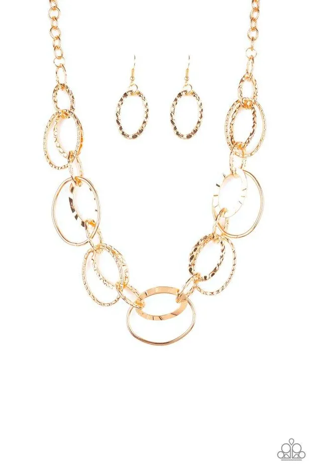 Paparazzi Jewelry Necklaces Paparazzi Necklace Bend OVAL Backwards Gold