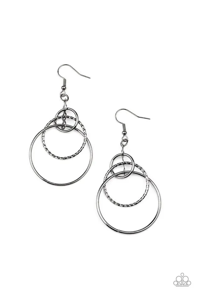 Paparazzi Jewelry Paparazzi Earring Three Ring Couture Black Rings Paparazzi Jewelry Paparazzi Earring Three Ring Couture Black Rings