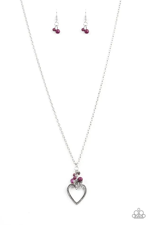 Paparazzi Jewelry Paparazzi Necklace Fluttering Heart Purple Necklaces