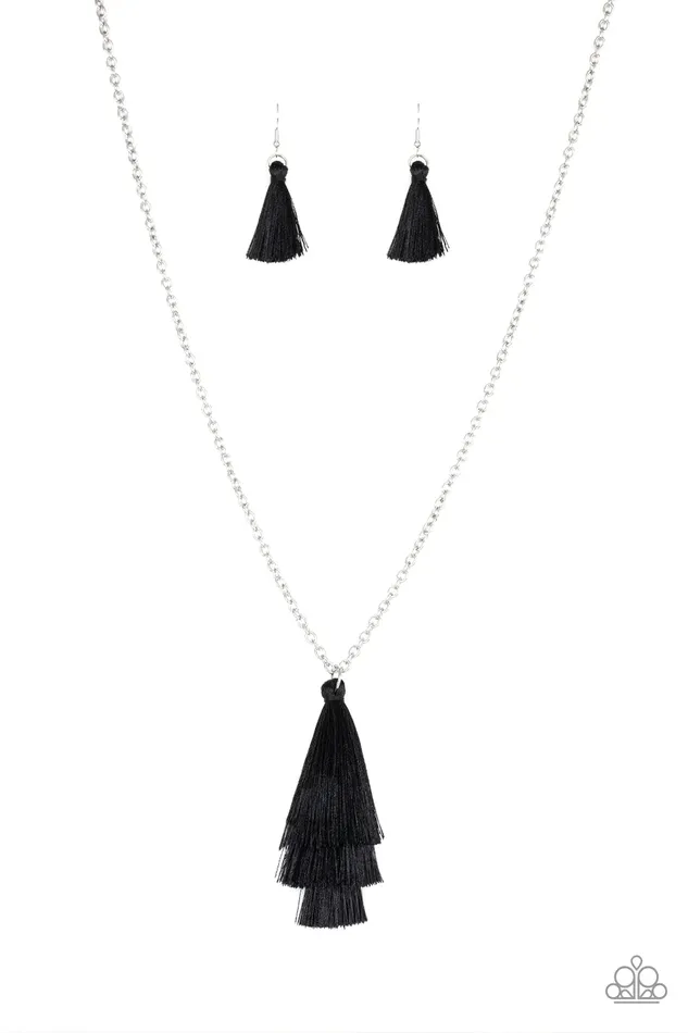 Paparazzi Jewelry Paparazzi Necklace Triple The Tassel Black Necklaces