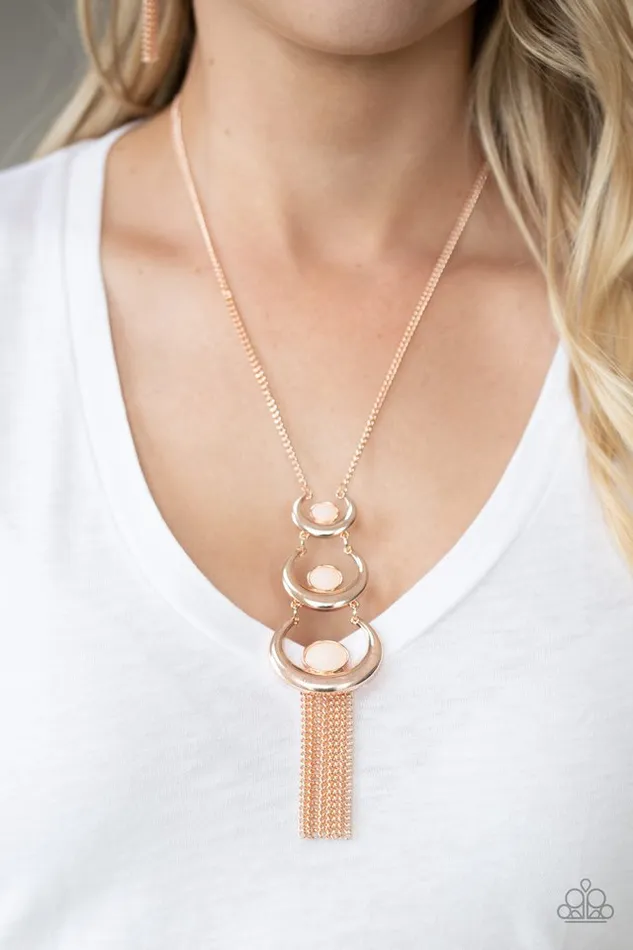 Paparazzi Necklace As MOON As I Can Rose Gold Paparazzi Jewelry Necklaces