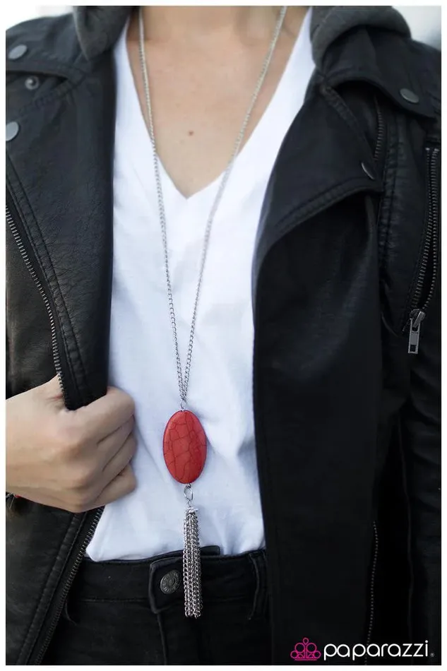 Paparazzi Necklace Born to Ride Red Paparazzi Jewelry Necklaces