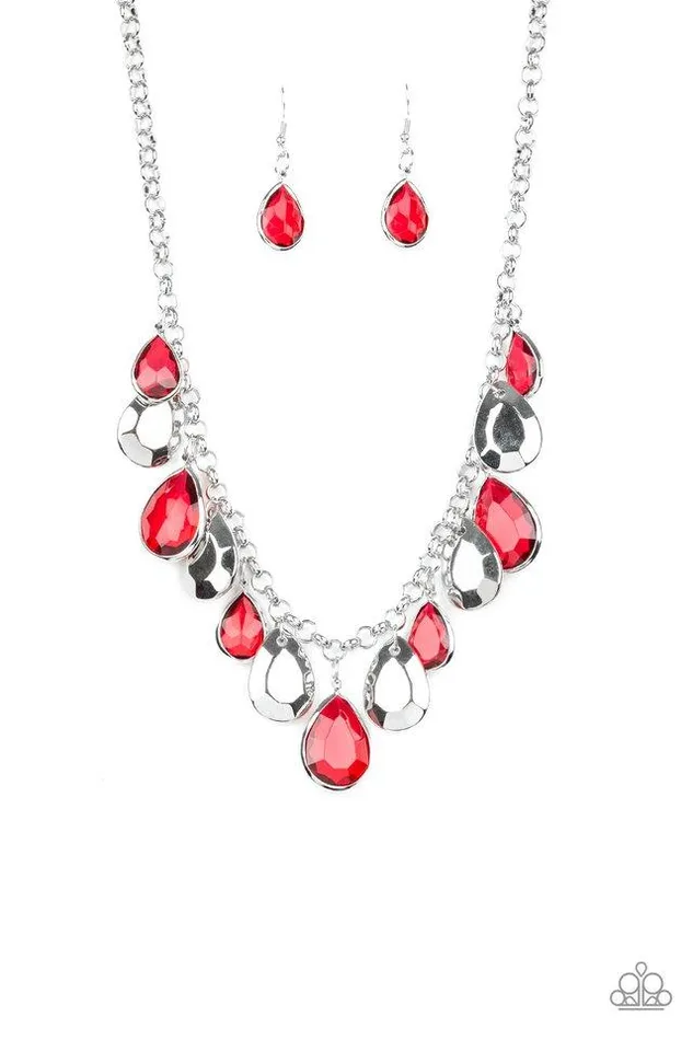 Paparazzi Necklace CLIQUEbait Red Paparazzi Jewelry Necklaces