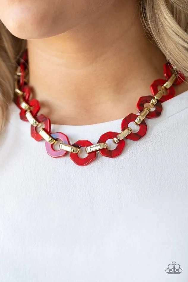 Paparazzi Necklace Fashionista Fever Red Paparazzi Jewelry Necklaces