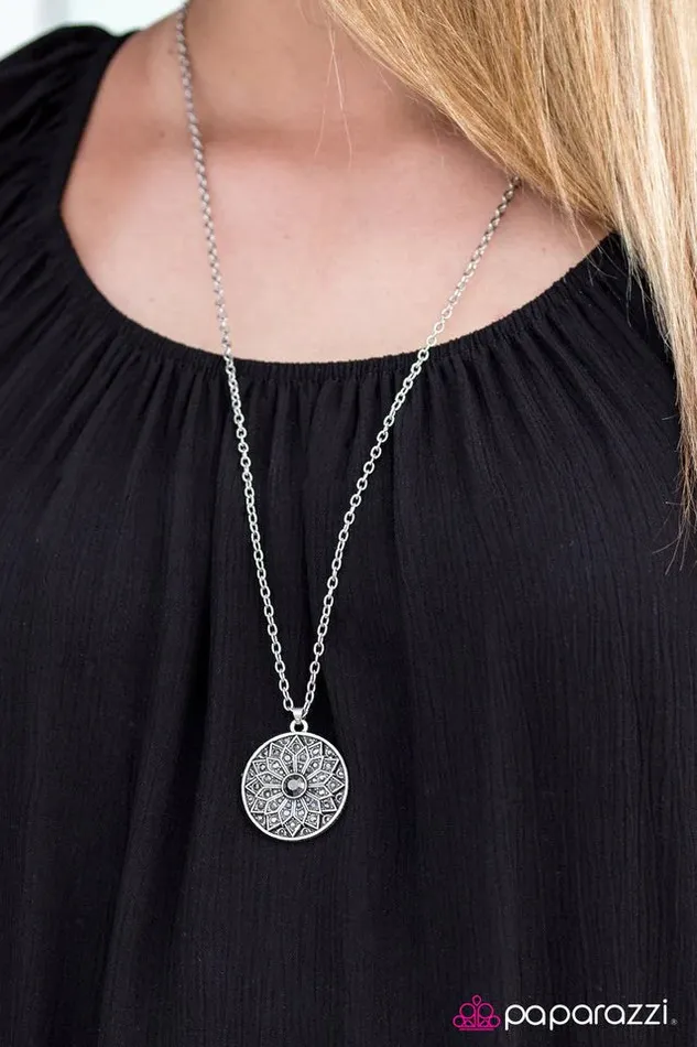 Paparazzi Necklace Feel Like A MEDALLION Bucks Silver Paparazzi Jewelry Necklaces