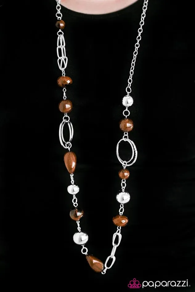 Paparazzi Necklace Glam Grotto Brown Paparazzi Jewelry Necklaces