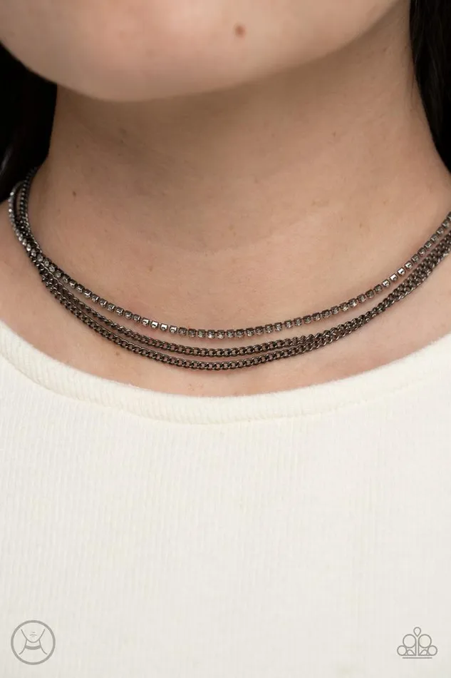 Paparazzi Necklace Glitzy Gusto Black Paparazzi Jewelry Necklaces