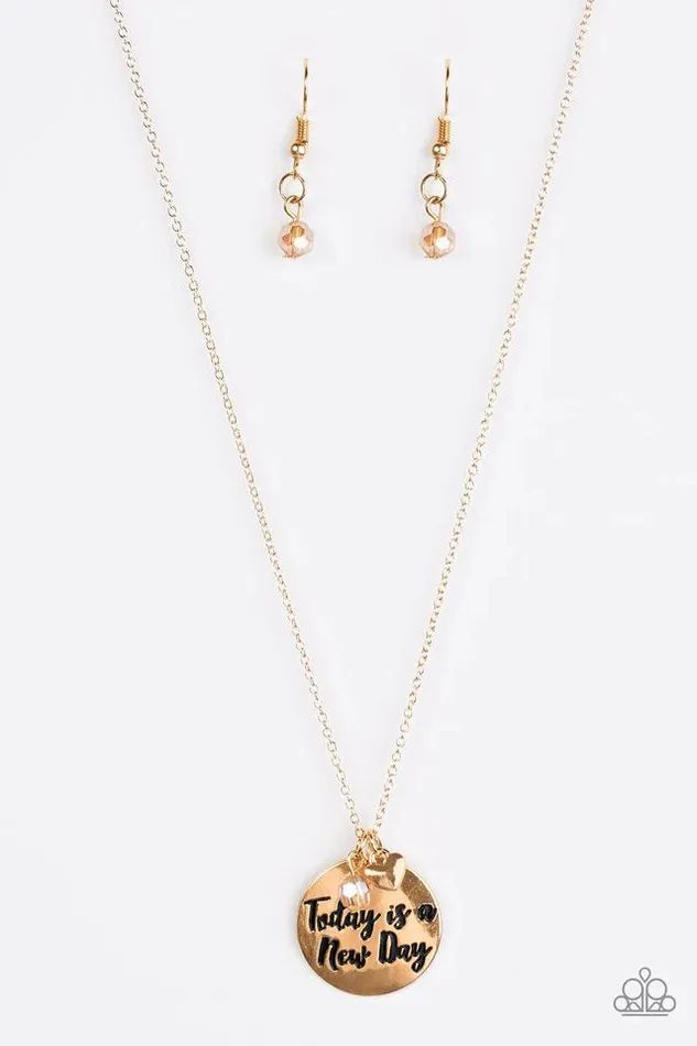 Paparazzi Necklace New Day New Beginnings Gold Paparazzi Jewelry Necklaces