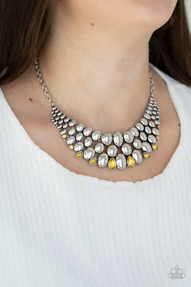 Paparazzi Necklace Powerhouse Party Yellow Paparazzi Jewelry Necklaces