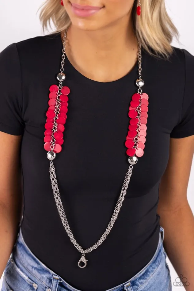 Paparazzi Necklace Shell Sensation Red Paparazzi Jewelry Necklaces