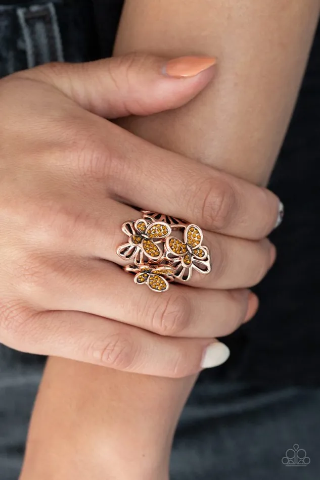 Paparazzi Ring Flighty Flutter Copper Paparazzi Jewelry Rings