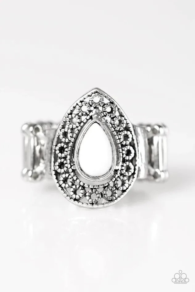 Paparazzi Ring HUE Me In White Paparazzi Jewelry Rings