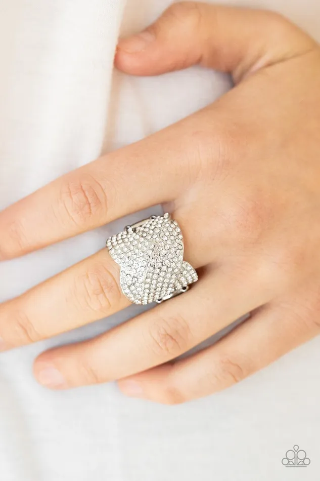 Paparazzi Ring Scandalous Shimmer White Paparazzi Jewelry Rings