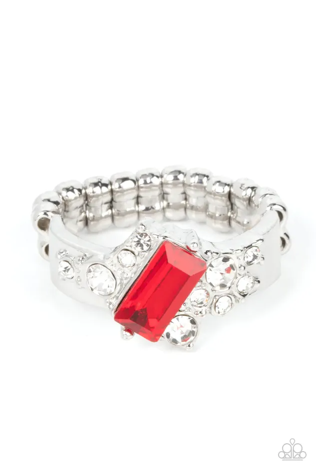 Paparazzi Ring Tip the Balance Red Paparazzi Jewelry Rings