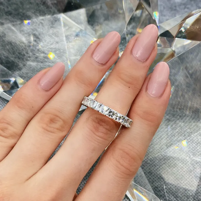 Platinum Asscher Cut Eternity Band with 500ct TDW NE176500 Diamond Source NYC Rings