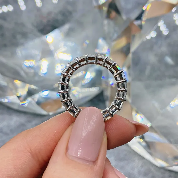 Platinum Asscher Cut Eternity Band with 500ct TDW NE176500 Diamond Source NYC Rings