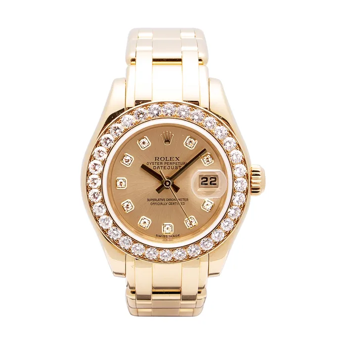 PreStyled Sets Rolex Datejust Pearlmaster Ladies Diamond 18K Yellow Gold Watch 80298 PreOwned Preowned Rolex PreStyled Sets Rolex Datejust Pearlmaster Ladies Diamond 18K Yellow Gold Watch 80298 PreOwned Preowned Rolex