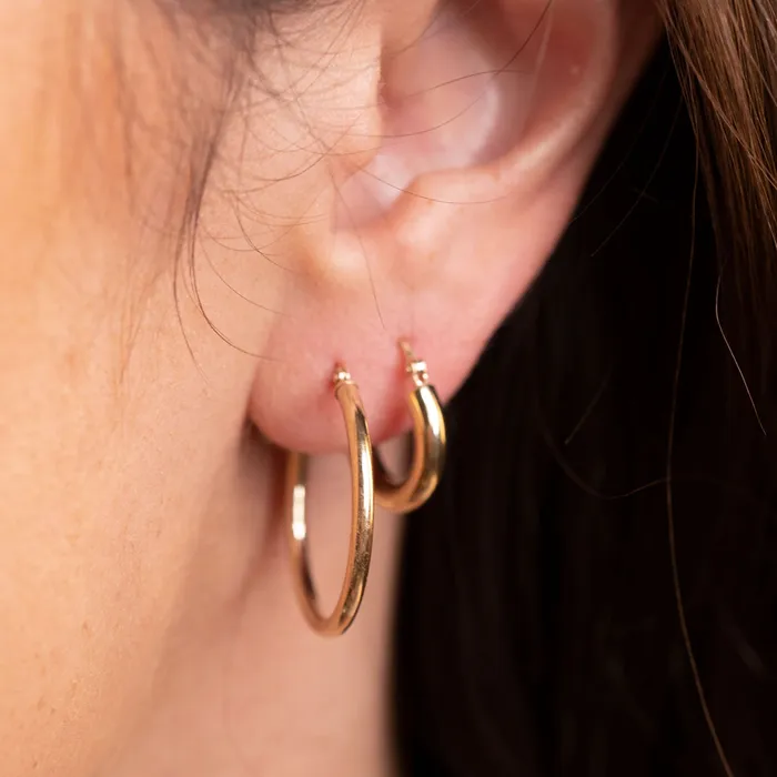 RG Earrings 14K 3mm Hoop Earrings RG Earrings 14K 3mm Hoop Earrings