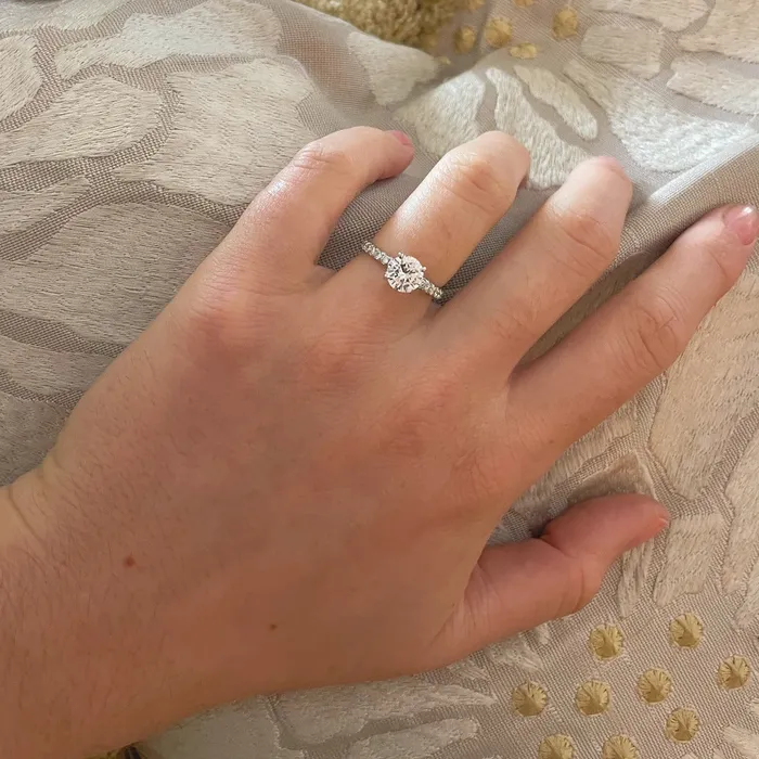 Rings 110ct F SI1 Round Diamond Solitaire Pav 14K Gold Engagement Ring Croghans