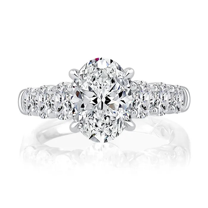 Rings A Jaffe 14K White Gold Oval Semi Mount Diamond Ring A Jaffe