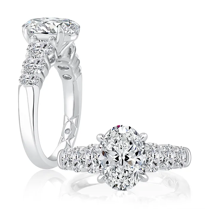 Rings A Jaffe 14K White Gold Oval Semi Mount Diamond Ring A Jaffe