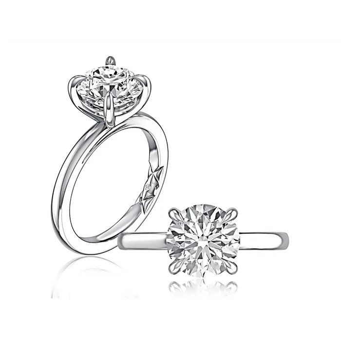 Rings A Jaffe A Jaffe 14K White Gold Solitaire Ring for Round Diamond