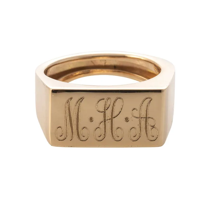 Rings Croghans Personalized 14K Gold Bar Signet Ring