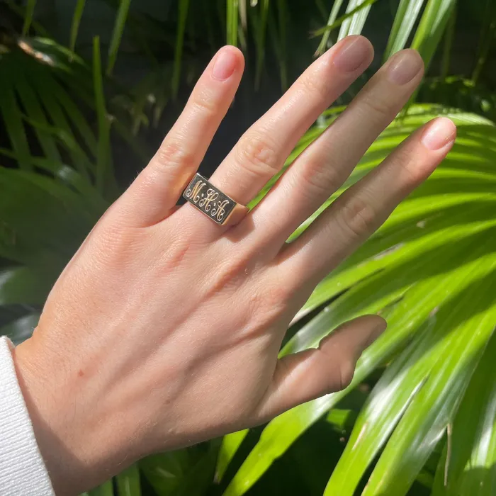 Rings Croghans Personalized 14K Gold Bar Signet Ring