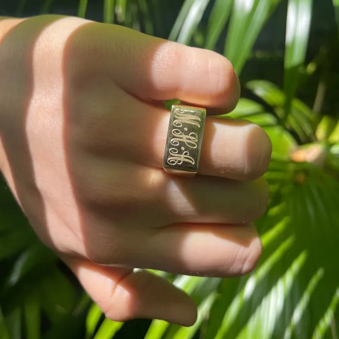 Rings Croghans Personalized 14K Gold Bar Signet Ring