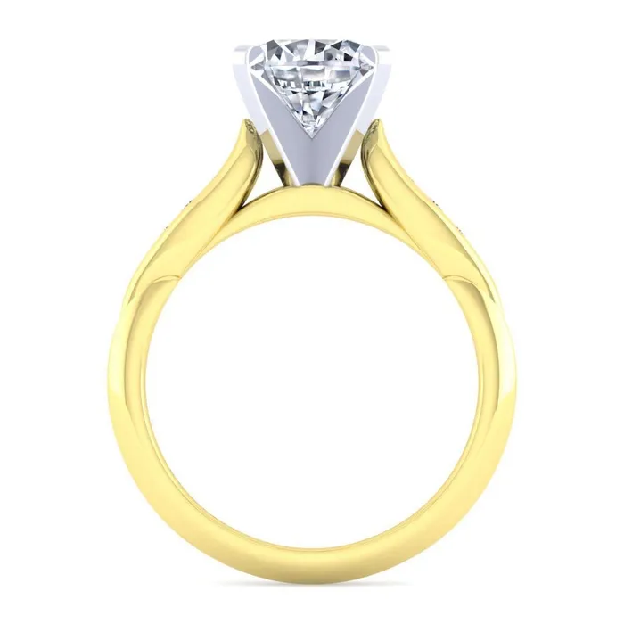 Rings Gabriel Co 14K Yellow Gold Diamond Semimount Ring with White Gold Head Rings Gabriel Co 14K Yellow Gold Diamond Semimount Ring with White Gold Head