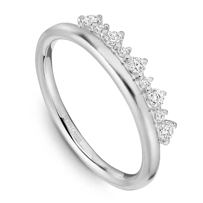 Rings Noam Carver 14K White Gold Diamond Brushed Band