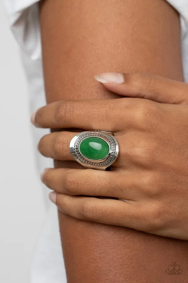 Rings Paparazzi Ring Rockable Refinement Green Paparazzi Jewelry