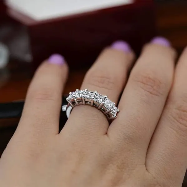 Rings Six Stone Diamond Wedding Band Set in 14K White Gold 225ct tw Princess Cut Natural Diamonds Diamond Source NYC Rings Six Stone Diamond Wedding Band Set in 14K White Gold 225ct tw Princess Cut Natural Diamonds Diamond Source NYC