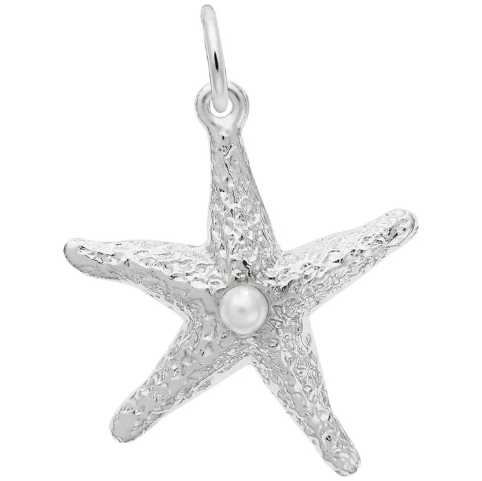 Rings Sterling Silver Starfish with Pearl Charm Croghans