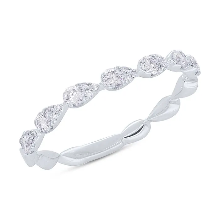 Rings Wedding Bands 14K White Gold Diamond Band Pear Shaped